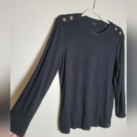 T Tahari Black Long Sleeve Pullover Classy Formal Comfy Equestrian Preppy Small - Picture 2 of 11